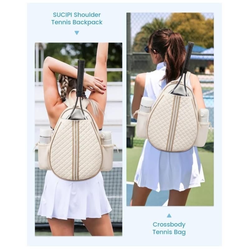 Crossbody Lightweight Multifunctional Waterproof Tennis Racket Bag for Men and Women Suitable for Pickleball Badminton and Tennis-Black 2 Crossbody Lightweight Multifunctional Waterproof Tennis Racket Bag for Men and Women Suitable for Pickleball Badminton and Tennis-Black - image 2