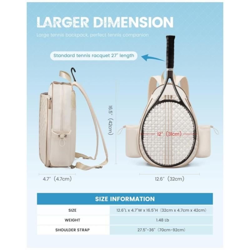 Crossbody Lightweight Multifunctional Waterproof Tennis Racket Bag for Men and Women Suitable for Pickleball Badminton and Tennis-Black 3 Crossbody Lightweight Multifunctional Waterproof Tennis Racket Bag for Men and Women Suitable for Pickleball Badminton and Tennis-Black - image 3