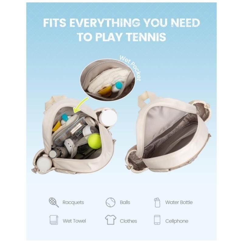 Crossbody Lightweight Multifunctional Waterproof Tennis Racket Bag for Men and Women Suitable for Pickleball Badminton and Tennis-Beige 4 Crossbody Lightweight Multifunctional Waterproof Tennis Racket Bag for Men and Women Suitable for Pickleball Badminton and Tennis-Beige - image 4