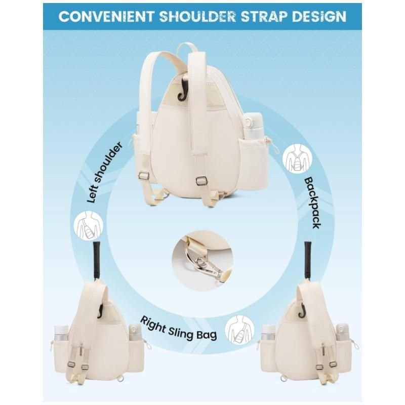 Crossbody Lightweight Multifunctional Waterproof Tennis Racket Bag for Men and Women Suitable for Pickleball Badminton and Tennis-Beige 5 Crossbody Lightweight Multifunctional Waterproof Tennis Racket Bag for Men and Women Suitable for Pickleball Badminton and Tennis-Beige - image 5