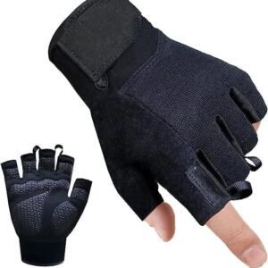 Fitness Gloves Half Finger Breathable Non Slip Weightlifting Training Workout Palm Support For Men And Women – Black XL