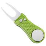 Stainless Steel Golf Green Fork Turf Repair Tool for Lawn Care and Divot Maintenance – Light Green