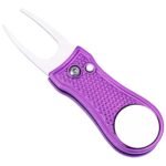 Stainless Steel Golf Green Fork Turf Repair Tool for Lawn Care and Divot Maintenance – Purple
