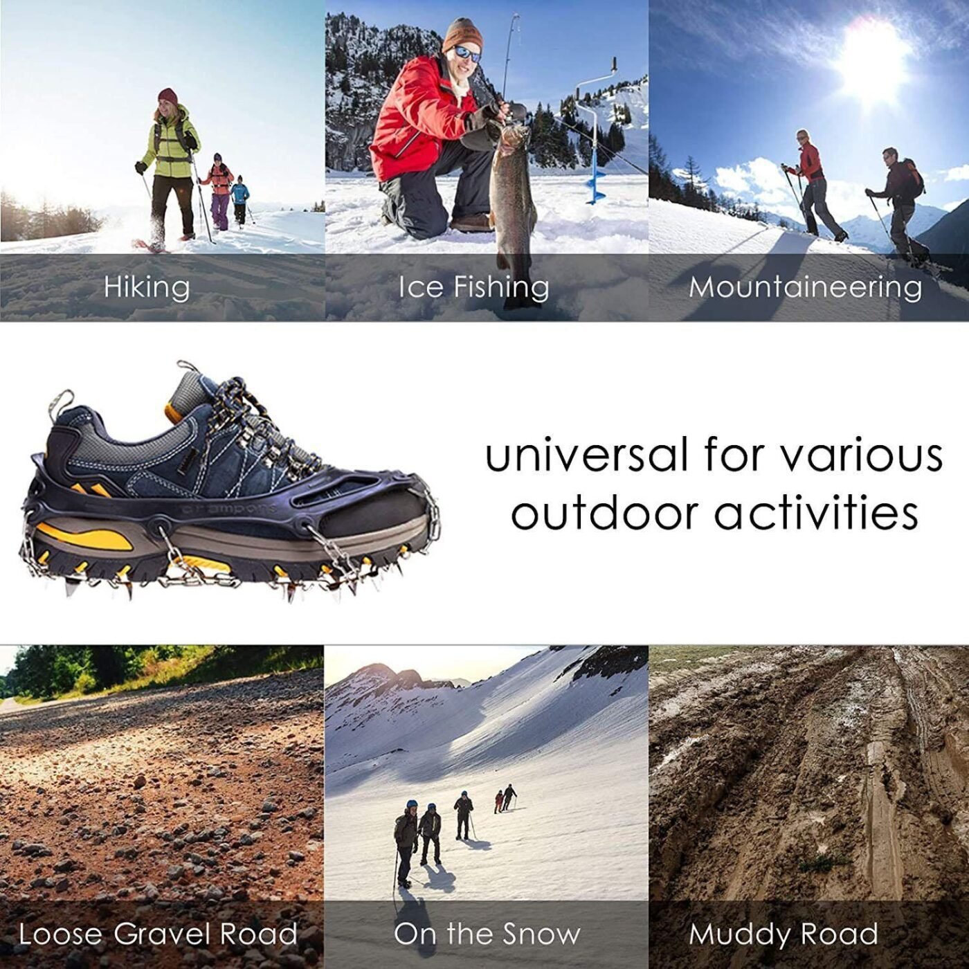 24 Spikes Crampons for Shoes, Anti Slip Ice Cleats for Shoes and Boots, Traction Ice Snow Grip with Stainless Steel Spikes and Silicone Men Women for Hiking, Walking, Climbing, Jogging,Fishing - XL 3 24 Spikes Crampons for Shoes, Anti Slip Ice Cleats for Shoes and Boots, Traction Ice Snow Grip with Stainless Steel Spikes and Silicone Men Women for Hiking, Walking, Climbing, Jogging,Fishing – XL - image 3