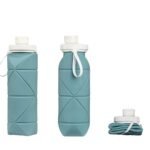 Foldable Collapsible Water Bottle Silicone Leak-proof Reusable for Gym Camping Hiking Travel Sports-Green