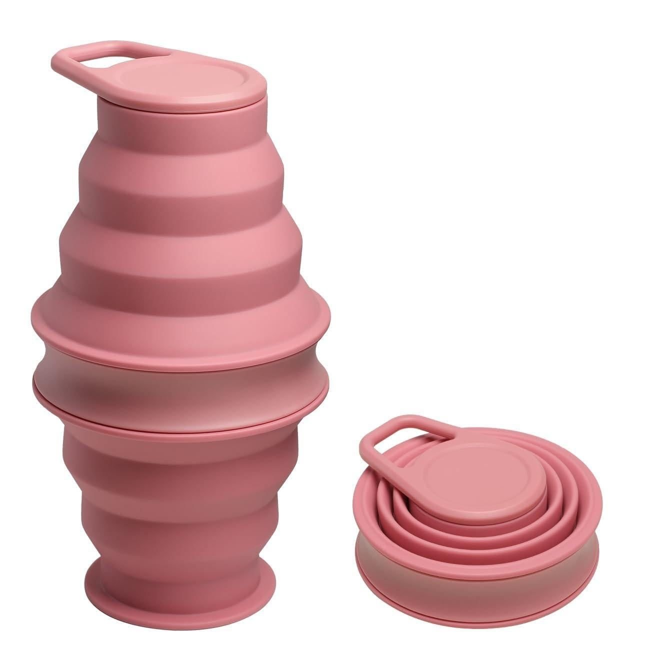 Foldable Water Cup Travel Silicone Sports Bottle Portable Collapsible Card Style Mug Gift - Pink 1 Foldable Water Cup Travel Silicone Sports Bottle Portable Collapsible Card Style Mug Gift – Pink