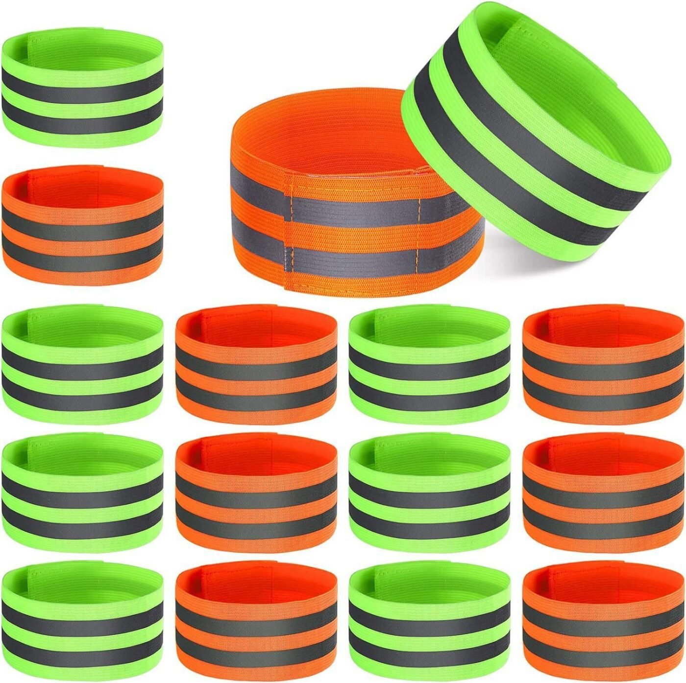 16 PCS Reflective Bands Reflector Bands for Wrist, Arm, Ankle, Leg,Reflector Tape Straps for Night Walking, Cycling and Running-(Orange+Green) 1 16 PCS Reflective Bands Reflector Bands for Wrist, Arm, Ankle, Leg,Reflector Tape Straps for Night Walking, Cycling and Running-(Orange+Green)
