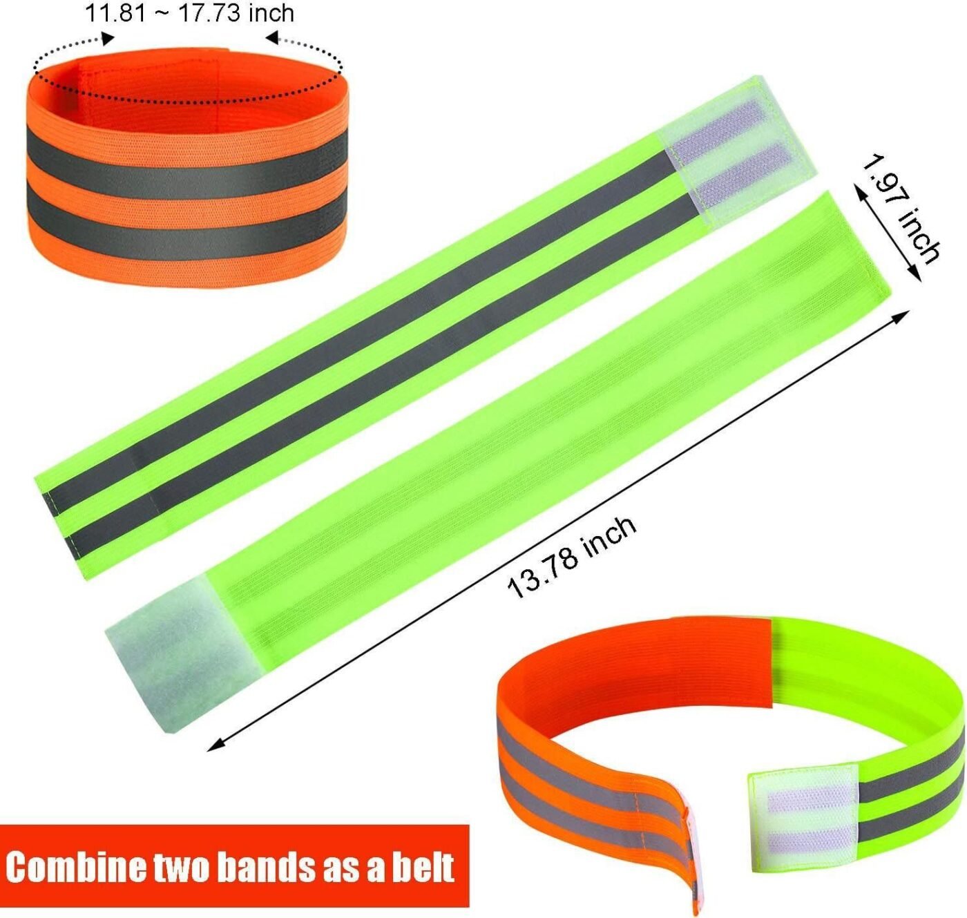 16 PCS Reflective Bands Reflector Bands for Wrist, Arm, Ankle, Leg,Reflector Tape Straps for Night Walking, Cycling and Running-(Orange+Green) 3 16 PCS Reflective Bands Reflector Bands for Wrist, Arm, Ankle, Leg,Reflector Tape Straps for Night Walking, Cycling and Running-(Orange+Green) - image 3