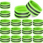 16 PCS Reflective Bands Reflector Bands for Wrist, Arm, Ankle, Leg,Reflector Tape Straps for Night Walking, Cycling and Running-(Green)