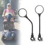 2 Pack 360° Rotating Wide Angle Rearview Mirror for Mobility Scooters and Wheelchairs (Black)