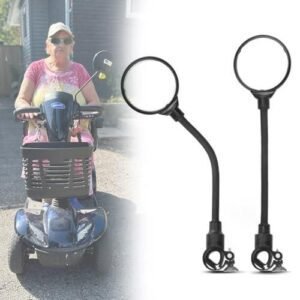 2 Pack 360° Rotating Wide Angle Rearview Mirror for Mobility Scooters and Wheelchairs (Black)