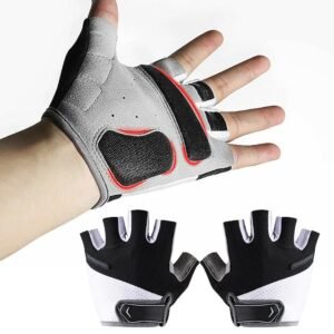 1 Pair Cycling Half Finger Bike Gloves With Anti Slip Pad For Unisex – Black M