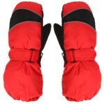 Snow Mittens Waterproof Windproof Winter Ski Gloves Thermal Fleece Red
