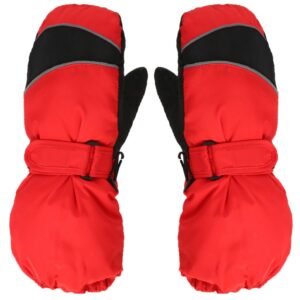 Snow Mittens Waterproof Windproof Winter Ski Gloves Thermal Fleece Red