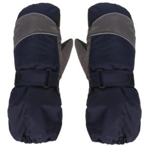 Snow Mittens Waterproof Windproof Winter Ski Gloves Thermal Fleece Dark Blue