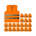 Safety Vests Bulk Pack – Reflective High Visibility, Men Women, Mesh 10 PACK Orange