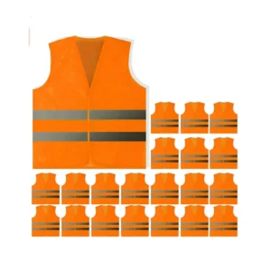 Safety Vests Bulk Pack – Reflective High Visibility, Men Women, Mesh 10 PACK Orange