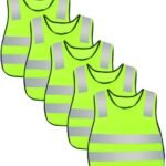 Kids Safety Vest Reflective High Visibility Vest Breathable Traffic Vest Costume Construction Vest Elastic Strap Safety Vest Neon Yellow Purpose for Running Cycling Jogging 5PCS – Yellow