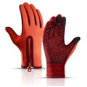 Touch Screen Snow Cycling Hand Gloves – Orange M