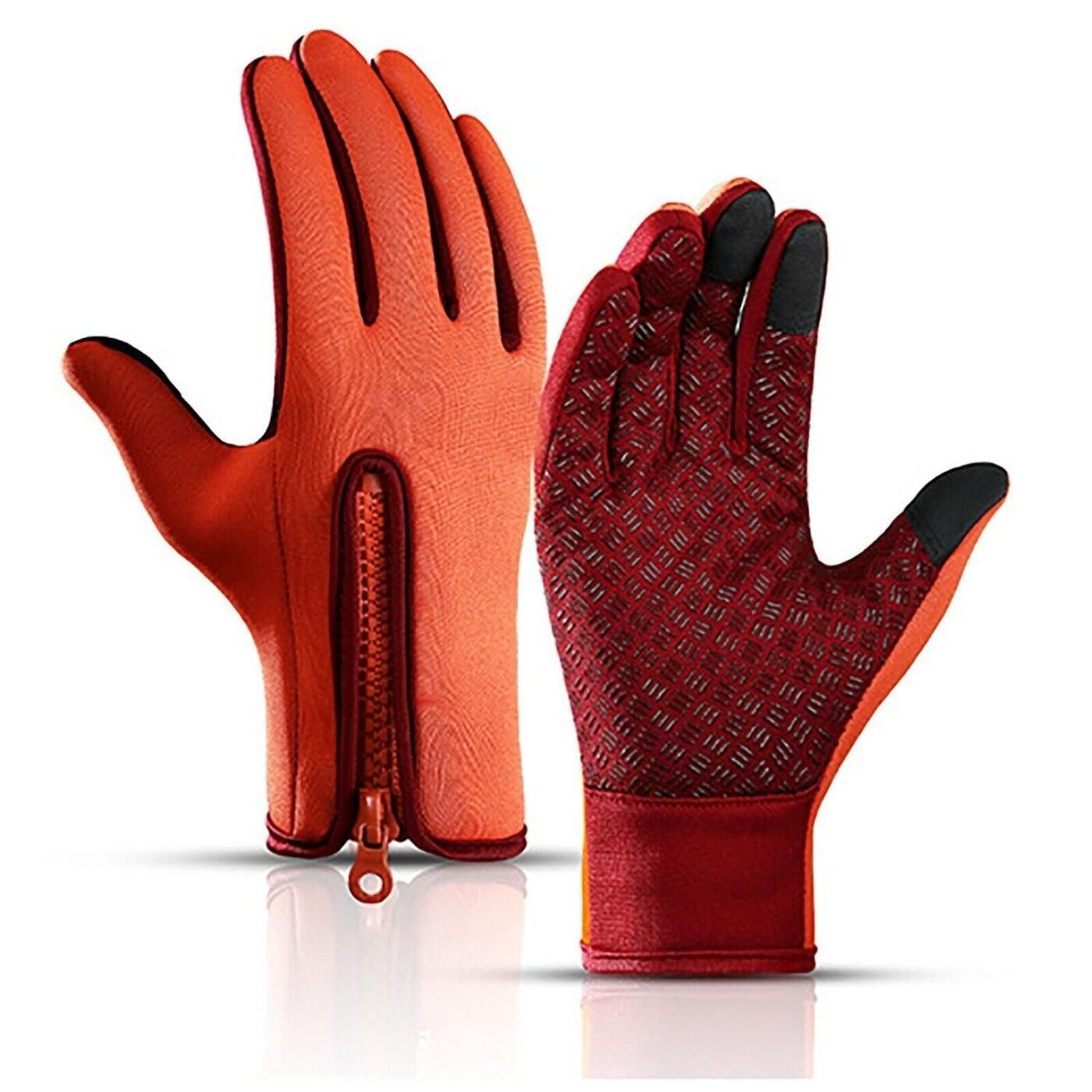 Touch Screen Snow Cycling Hand Gloves - Orange L 5 Touch Screen Snow Cycling Hand Gloves – Orange L - image 5