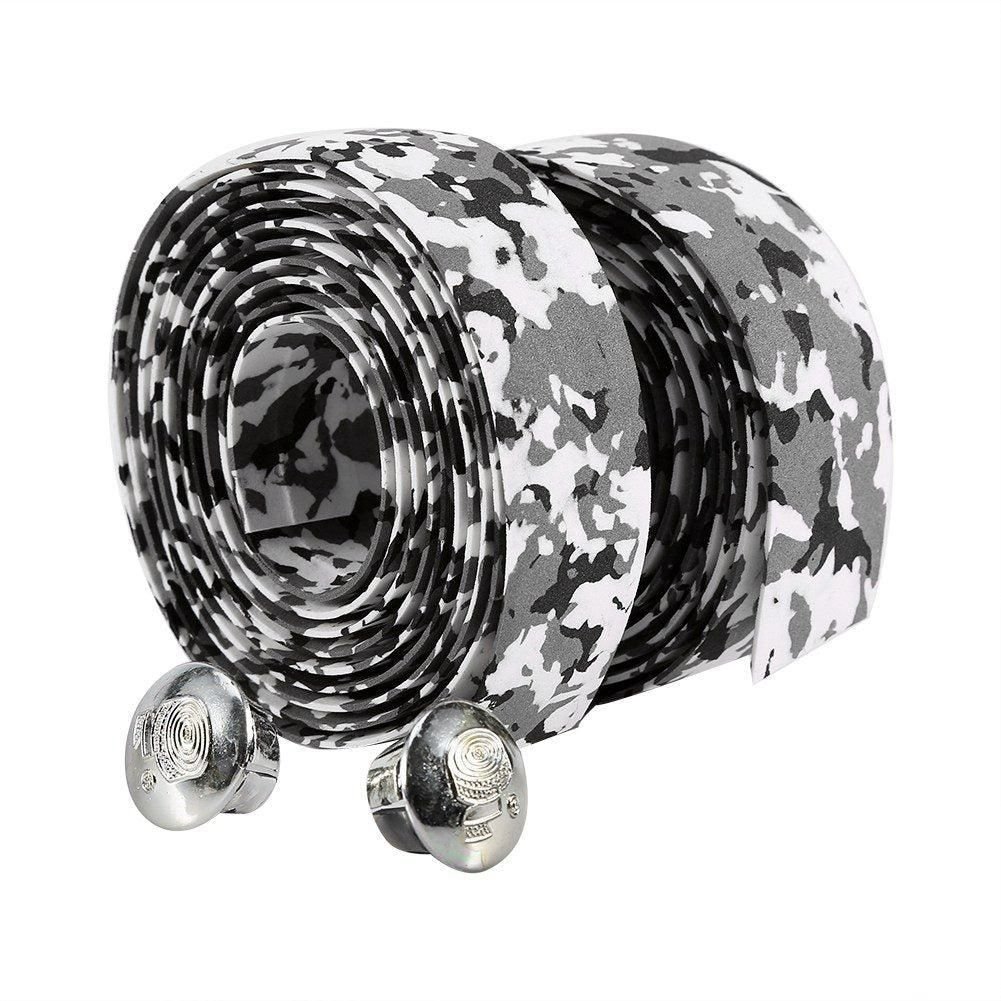 2pcs Bicycle Handlebar Anti-slip Grip Wrap Tape + 2 Bar Plugs Black+White 2 2pcs Bicycle Handlebar Anti-slip Grip Wrap Tape + 2 Bar Plugs Black+White - image 2