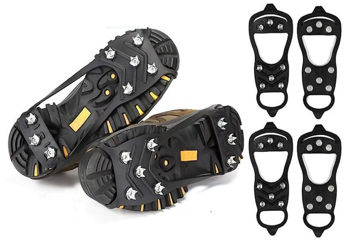 2 Pairs Ice Cleats Traction Crampons Snow Grips with 8 Spikes for Boots Shoes - For EU40-45 1 2 Pairs Ice Cleats Traction Crampons Snow Grips with 8 Spikes for Boots Shoes – For EU40-45