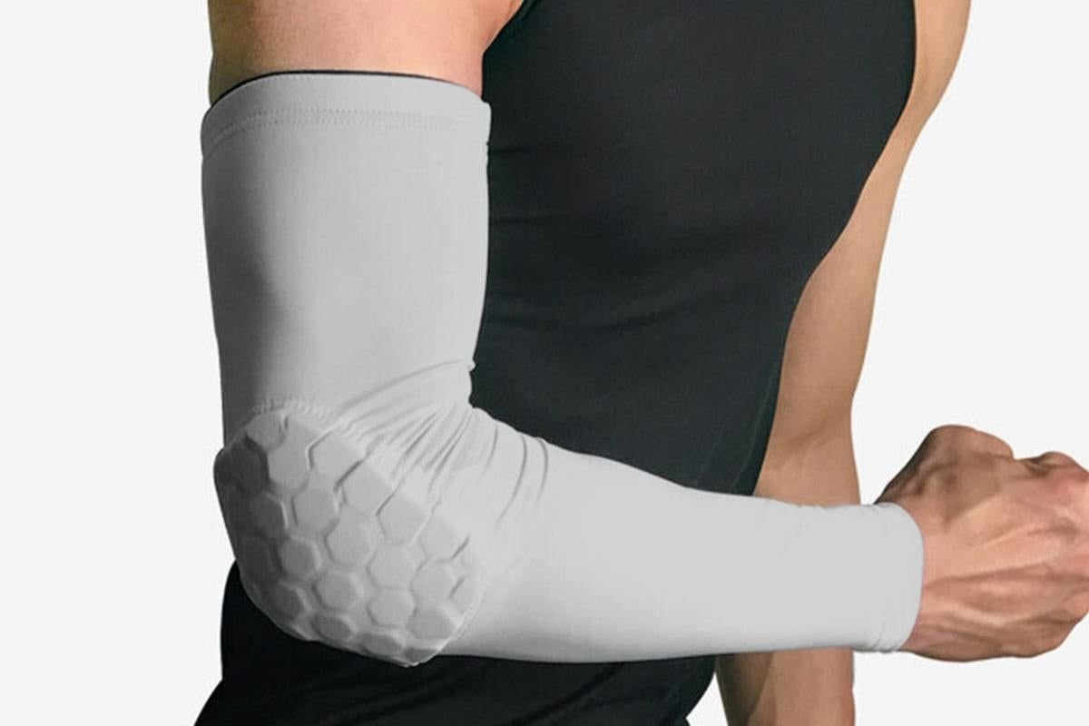 2 Pcs Tennis Elbow Compression Support Sleeve for Golfers Elbow Pain Relief Workout Weightlifting Elbow Brace with Honeycomb Lining -Light Gray / M 3 2 Pcs Tennis Elbow Compression Support Sleeve for Golfers Elbow Pain Relief Workout Weightlifting Elbow Brace with Honeycomb Lining -Light Gray / M - image 3