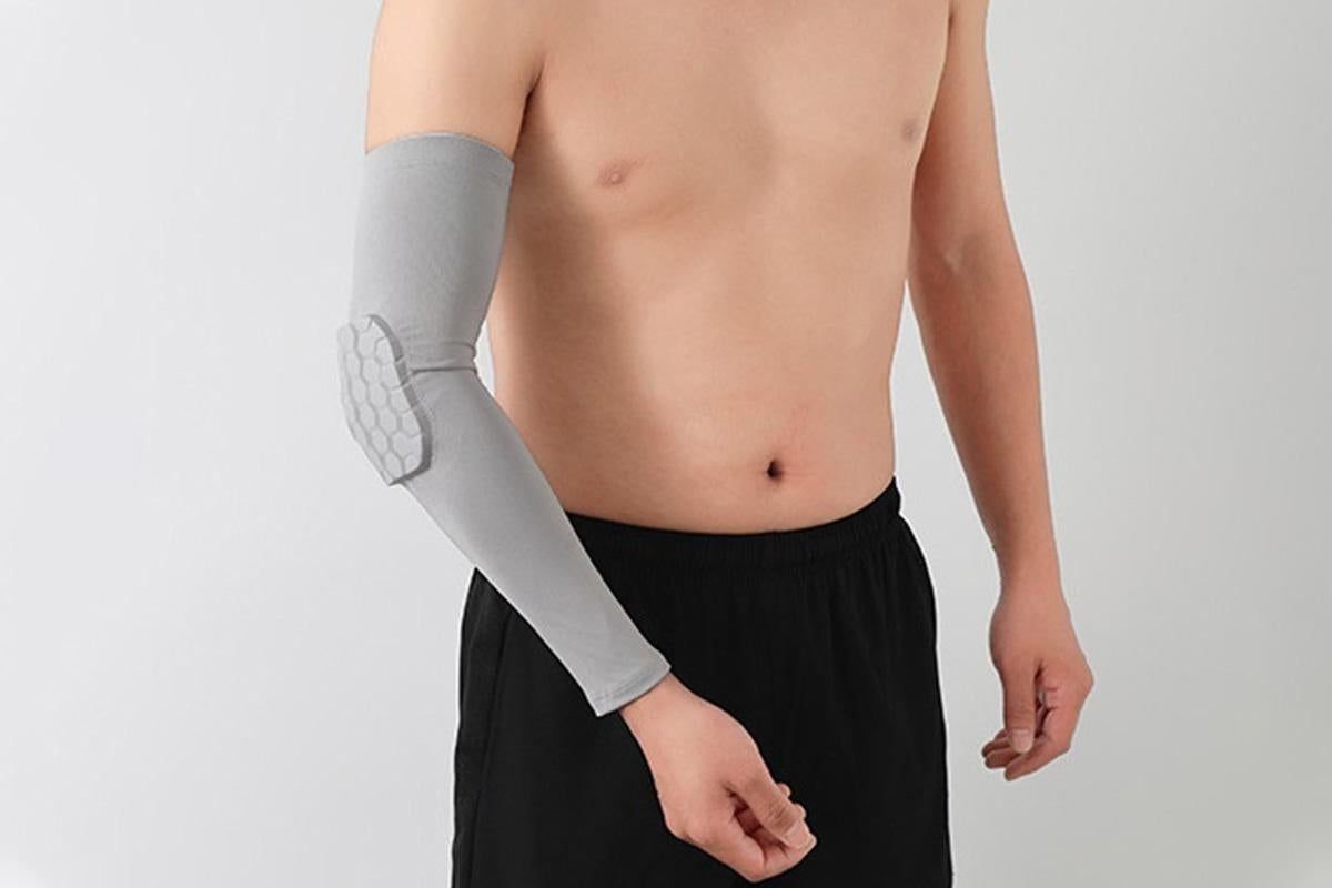 2 Pcs Tennis Elbow Compression Support Sleeve for Golfers Elbow Pain Relief Workout Weightlifting Elbow Brace with Honeycomb Lining -Light Gray / M 4 2 Pcs Tennis Elbow Compression Support Sleeve for Golfers Elbow Pain Relief Workout Weightlifting Elbow Brace with Honeycomb Lining -Light Gray / M - image 4