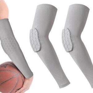 2 Pcs Tennis Elbow Compression Support Sleeve for Golfers Elbow Pain Relief Workout Weightlifting Elbow Brace with Honeycomb Lining -Light Gray / L