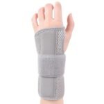 Adjustable Wrist Brace with Removable Steel Splint for Carpal Tunnel Support – Grey & Left & S