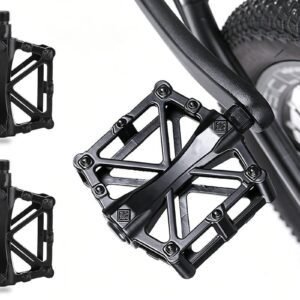Aluminum Alloy Bike Pedals Wide Platform Lightweight Bicycle Pedals for MTB Road Bikes – Black