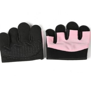 Breathable Workout Gloves Silicone Grip Half-Finger Gym Gloves for Weightlifting & Yoga – Pink & L