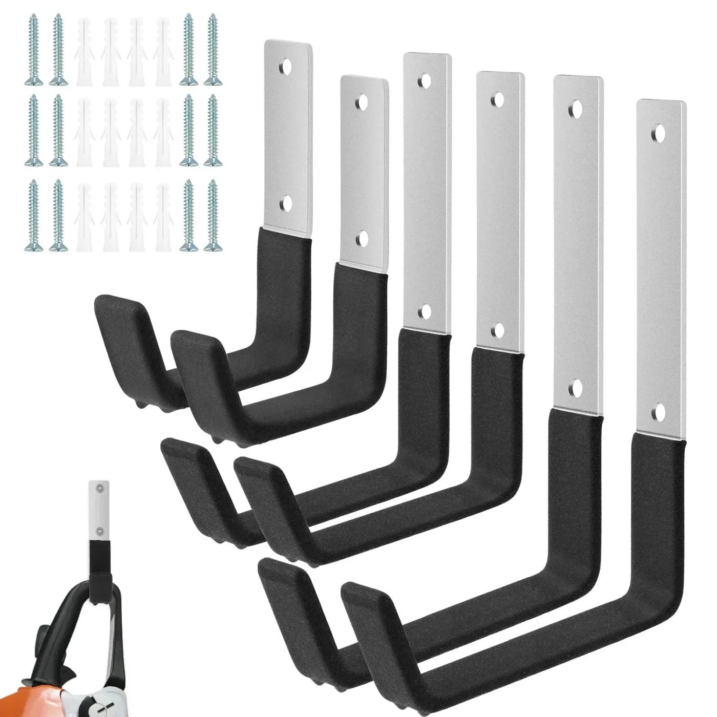6Pcs Garage Utility Hook Wall Mount Bicycle Hook Stand 50lbs Support Capacity Anti-Slip Coating Storage Hanger Kits - 6pcs S And M And L 2 6Pcs Garage Utility Hook Wall Mount Bicycle Hook Stand 50lbs Support Capacity Anti-Slip Coating Storage Hanger Kits – 6pcs S And M And L - image 2