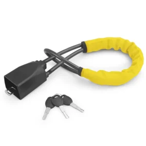 Car Steering Wheel Lock With Seat Belt Socket Steel Rope For Truck SUV Van RV With 3 Keys Universal Anti Theft Device – Yellow