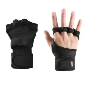 Half Finger Training Sport Gloves For Men Women Workout Fitness Body Building Weightlifting Gym Hand Wrist Protector Dumbbells – Black (1pair) L