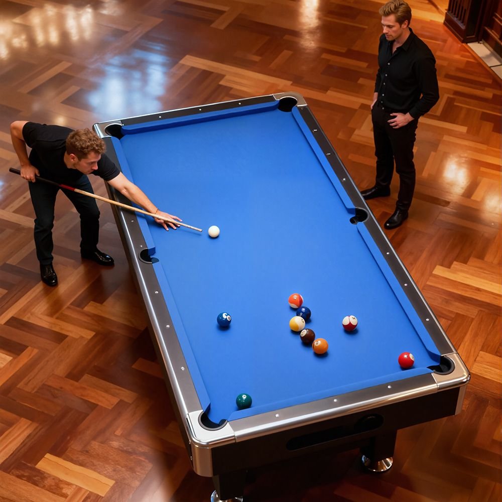 8Ft Billiard Table, Velvet Tablecloth with Accessories - Blue 2 8Ft Billiard Table, Velvet Tablecloth with Accessories – Blue - image 2