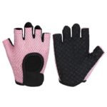 MKAS Men Women Half Finger Cycling Gloves Polyester Pink Foundation 1-2040