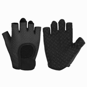 MKAS Men Women Half Finger Cycling Gloves Polyester Black Foundation 1-2040