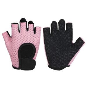 MKAS Men Women Half Finger Cycling Gloves Polyester Pink Foundation 1-2040 L
