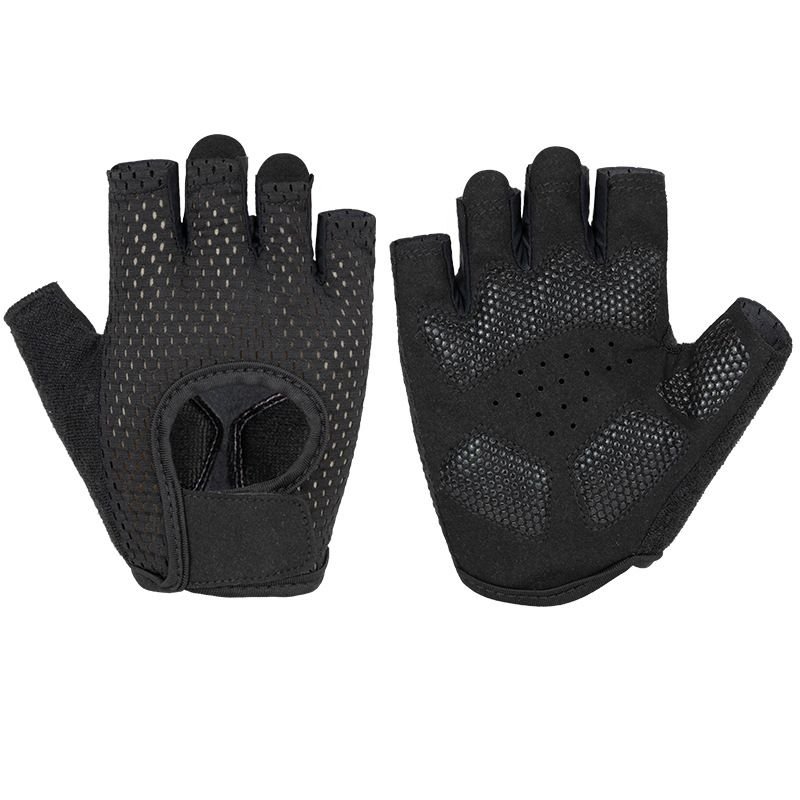 MKAS Men Women Half Finger Cycling Gloves Polyester Black Reinforcing Section 1-2042 1 MKAS Men Women Half Finger Cycling Gloves Polyester Black Reinforcing Section 1-2042