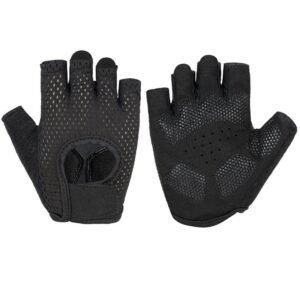 MKAS Men Women Half Finger Cycling Gloves Polyester Black Reinforcing Section 1-2042 L