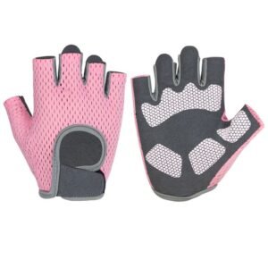 MKAS Men Women Half Finger Cycling Gloves Polyester Pink ordinary 1-2041 L