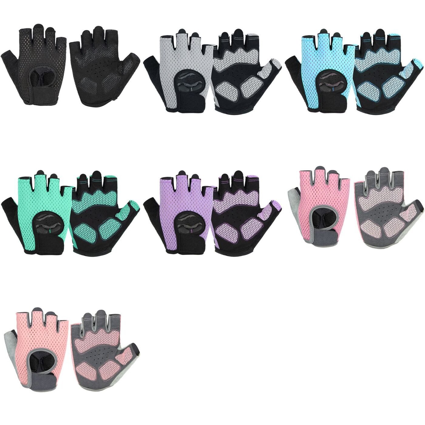 MKAS Men Women Half Finger Cycling Gloves Polyester Pink ordinary 1-2041 L 2 MKAS Men Women Half Finger Cycling Gloves Polyester Pink ordinary 1-2041 L - image 2