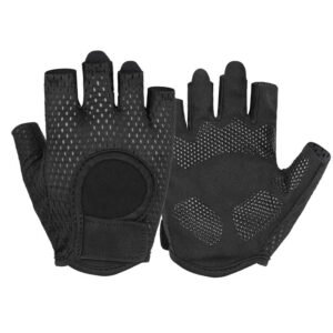 MKAS Men Women Half Finger Cycling Gloves Polyester Black ordinary 1-2041 L