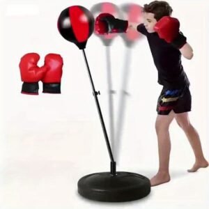Red kids boxing set, standing punching bag, boxing gloves for kids, kids fitness equipment, boxing for children, Australian kids toys, sports for kids, active play set