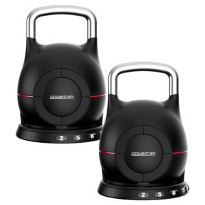 Powertrain 2x 20kg Adjustable Kettlebell One Hand Adjustment Weight Set