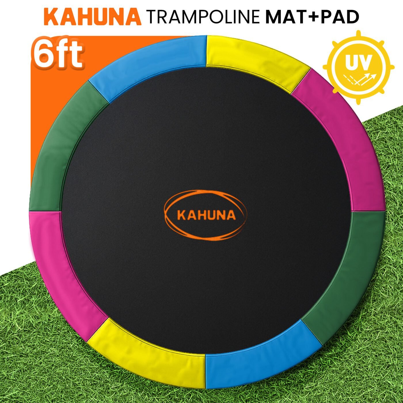 Kahuna 6ft Trampoline Replacememnt Safety Pad Cover and Spring Jumping Bounce Mat Rainbow 2 Kahuna 6ft Trampoline Replacememnt Safety Pad Cover and Spring Jumping Bounce Mat Rainbow - image 2