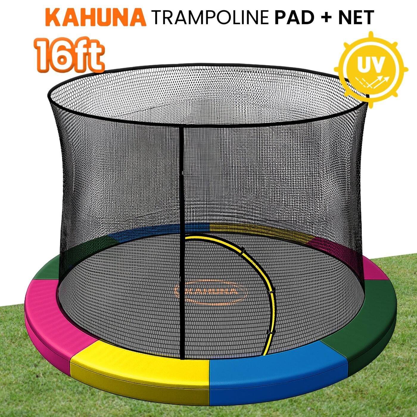 Kahuna 16ft Trampoline Pad and Net - Rainbow 2 Kahuna 16ft Trampoline Pad and Net – Rainbow - image 2