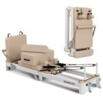 Powertrain Velora Beige Aluminium Foldable Pilates Board Reformer Multifunctional Core Exercise Set Ab Trainer Platform Extender Sitting Box Jumpboard And Footbar Full Body Home