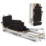 Powertrain Velora Black Aluminium Foldable Pilates Board Reformer Multifunctional Core Exercise Set Ab Trainer With Platform Extender Sitting Box Jumpboard And Footbar For Indoor Outdoor Full Body